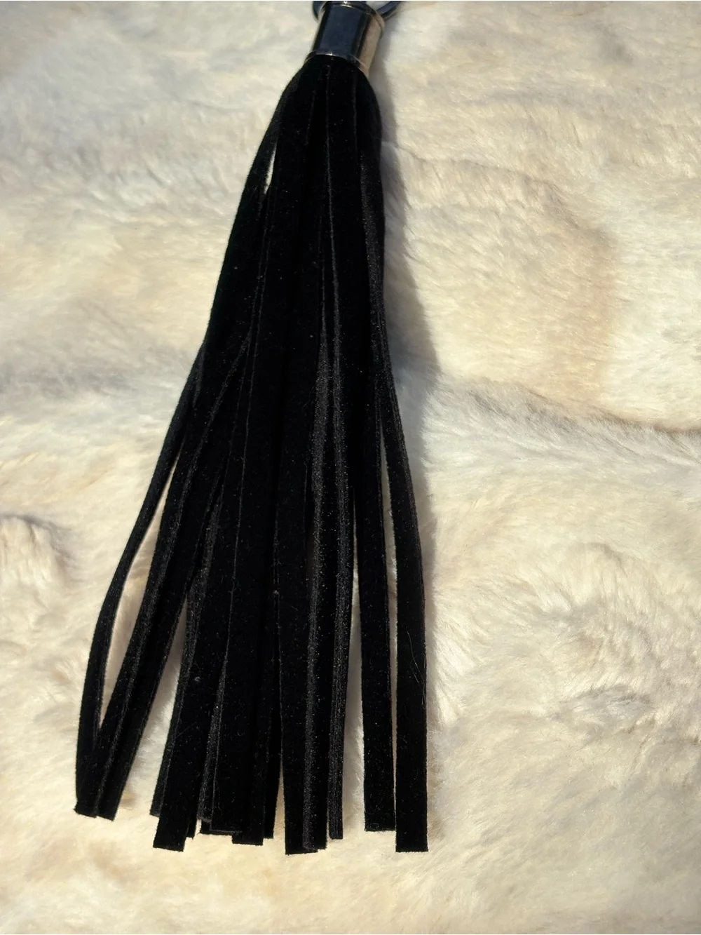 Gunmetal & Black Suede Tassel Bag Charm/Keychain Accent